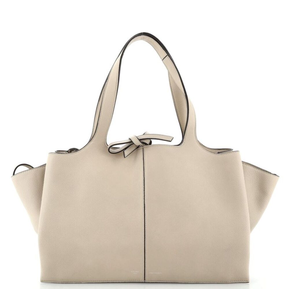 Celine Tri-Fold Shoulder Bag Grained Calfskin Medium Neutral